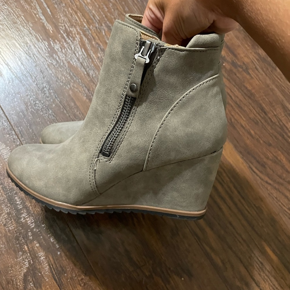 Grey Wedge Boots